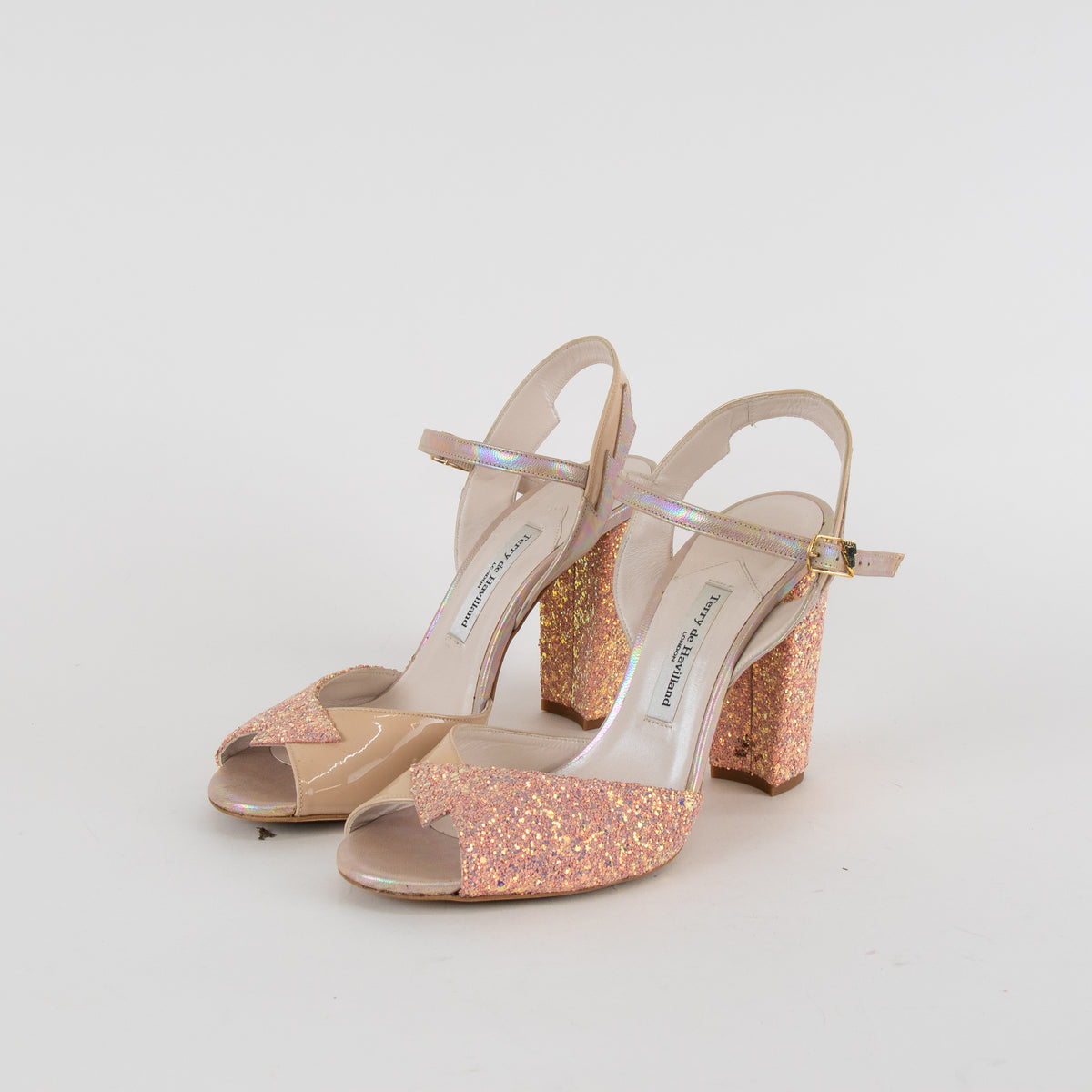 Terry De Havilland Pink Glitter Mid Heel Shoes