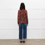Ba&sh Red Floral Blouse with Frilled Neck