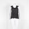 The Kooples Black Broderie Anglaise Cotton Sleeveless Top