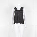 The Kooples Black Broderie Anglaise Cotton Sleeveless Top