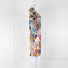 Etro Khaki Red Pink Floral Silk Long Sleeve Dress