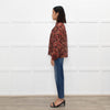 Ba&sh Red Floral Blouse with Frilled Neck