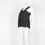 The Kooples Black Broderie Anglaise Cotton Sleeveless Top
