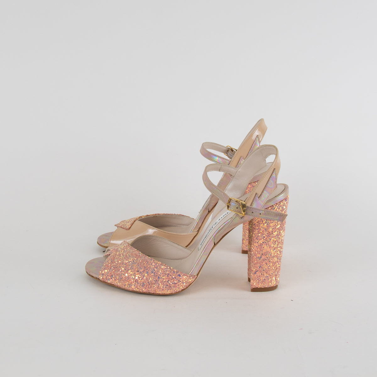 Terry De Havilland Pink Glitter Mid Heel Shoes