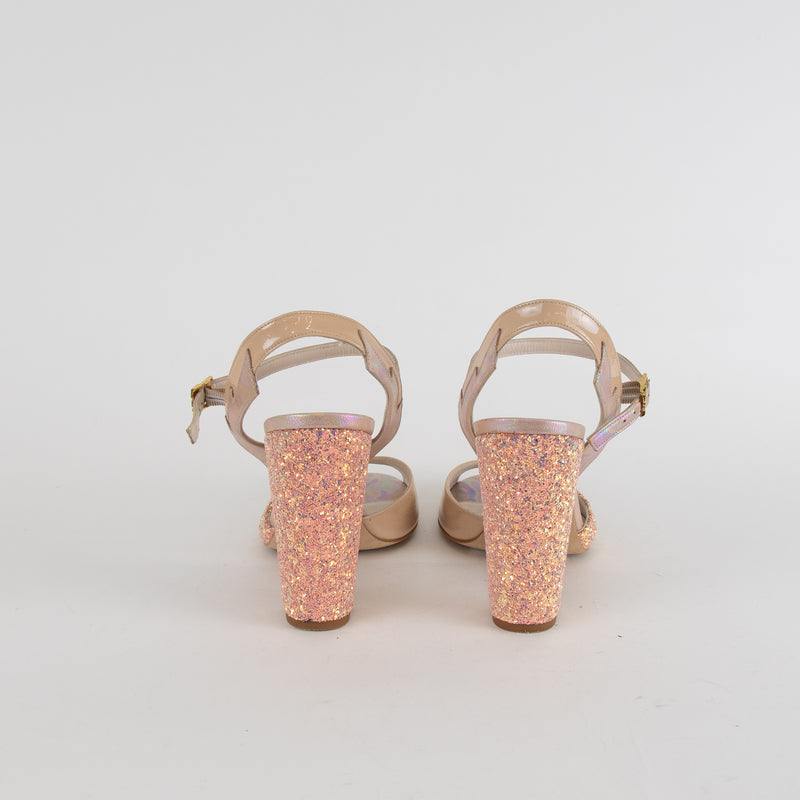 Terry De Havilland Pink Glitter Mid Heel Shoes