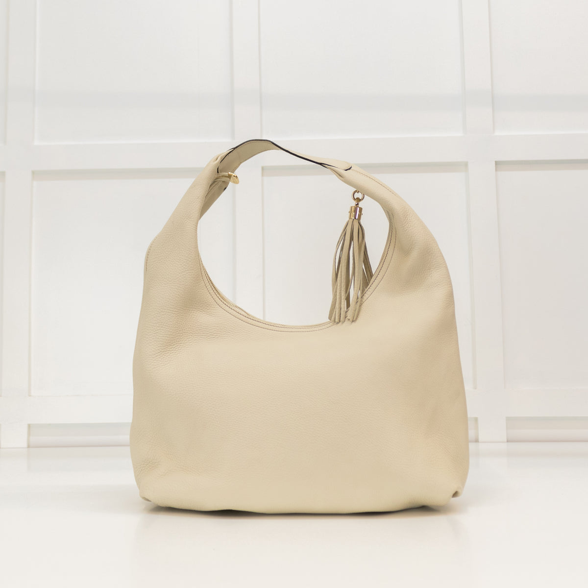 Gucci Cream Pebbled Calfskin Soho Hobo Bag