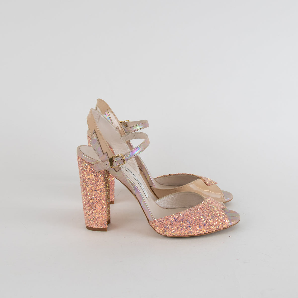 Terry De Havilland Pink Glitter Mid Heel Shoes