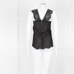 The Kooples Black Broderie Anglaise Cotton Sleeveless Top