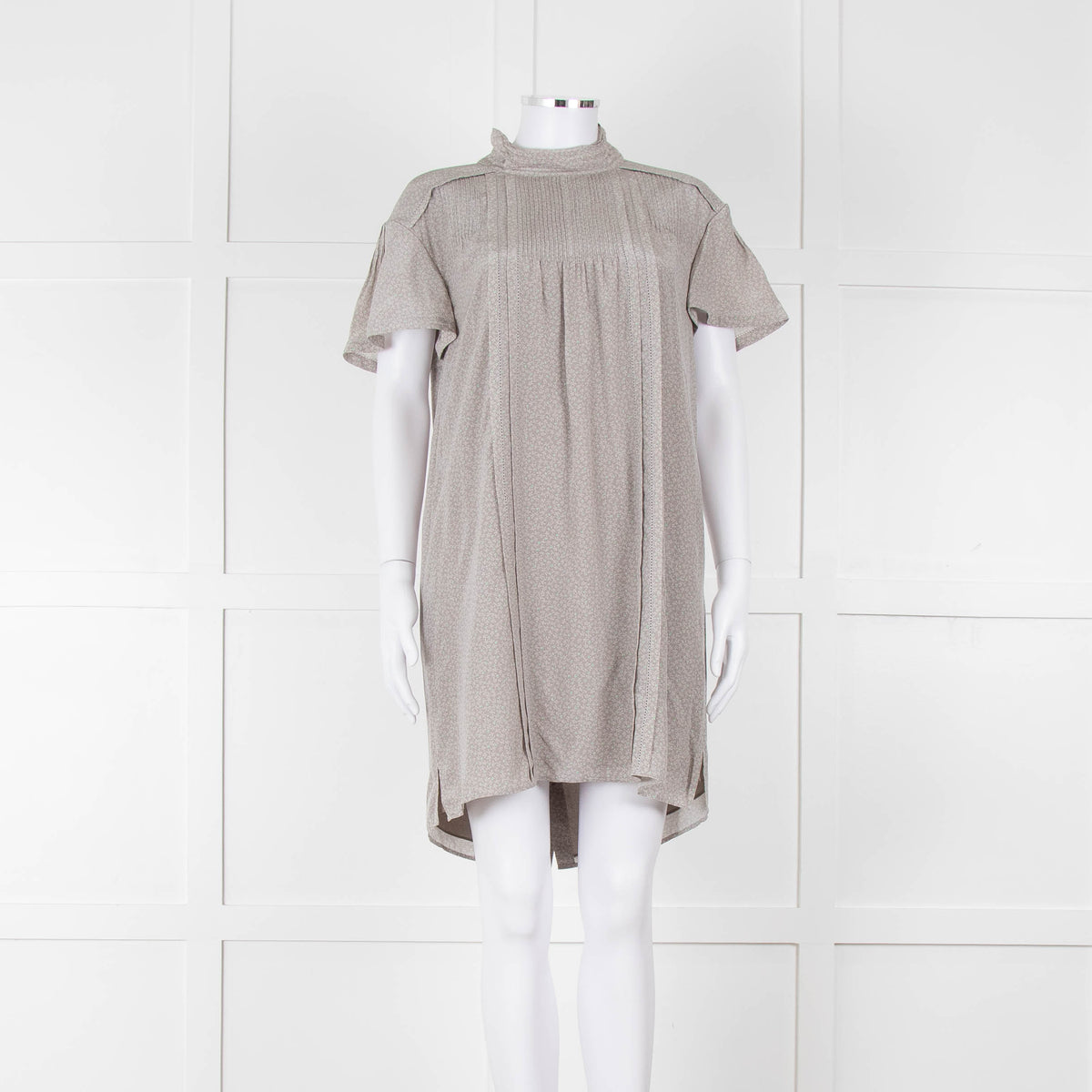 Burberry Light Grey Ditzy Floral Short Sleeve Tunic Dress