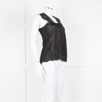 The Kooples Black Broderie Anglaise Cotton Sleeveless Top