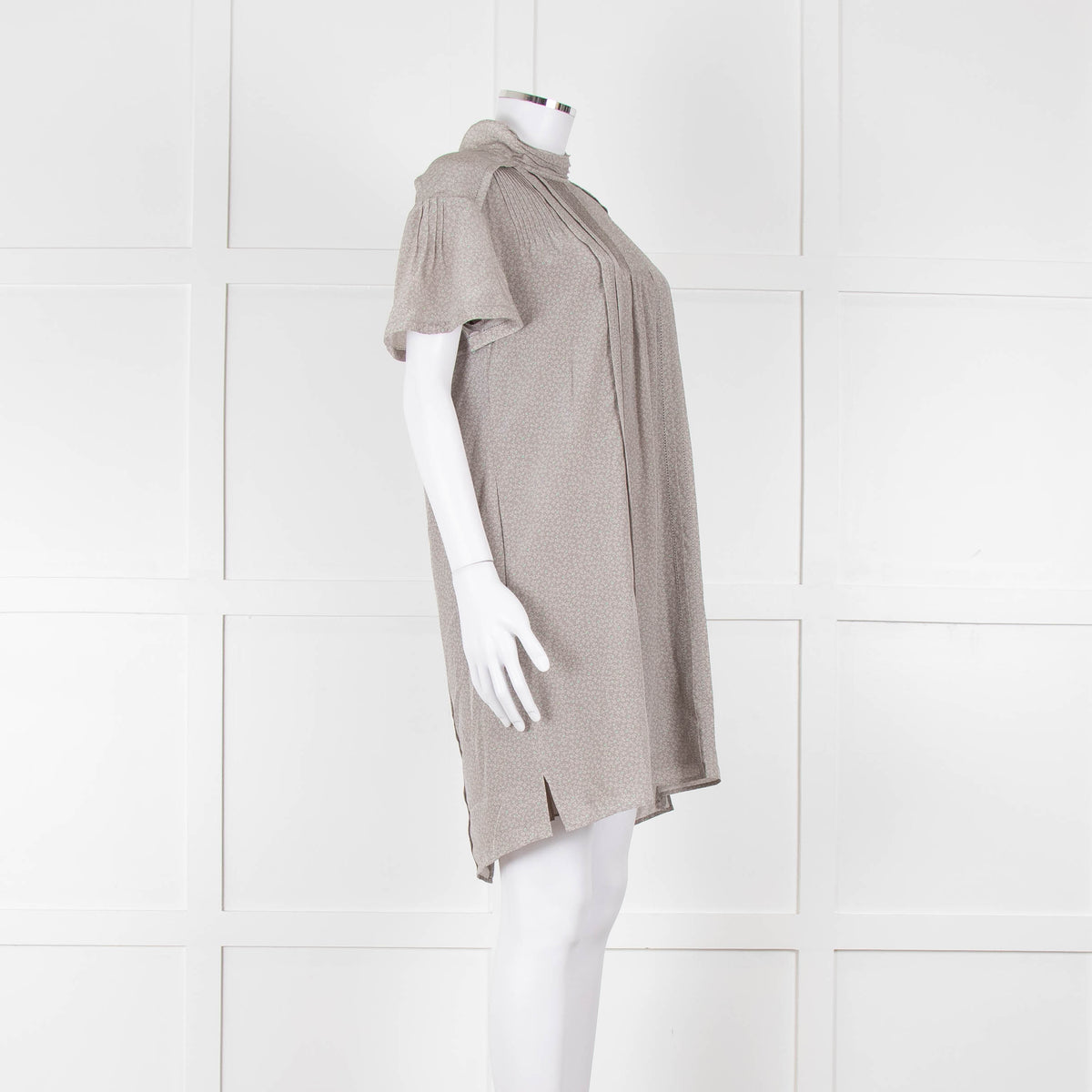 Burberry Light Grey Ditzy Floral Short Sleeve Tunic Dress