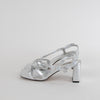 Bibi Lou Silver Strappy Block Heel Shoes