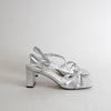 Bibi Lou Silver Strappy Block Heel Shoes