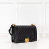 Chanel Black Lambskin Large Quilted Boy Bag with Gold Hardware