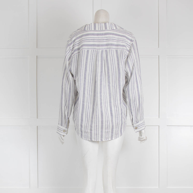 Rails Savannah  Blue/White Striped Shirt