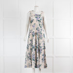 Zimmermann Cream Purple Green Floral Sleeveless Cotton Dress