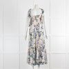 Zimmermann Cream Purple Green Floral Sleeveless Cotton Dress