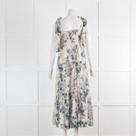 Zimmermann Cream Purple Green Floral Sleeveless Cotton Dress