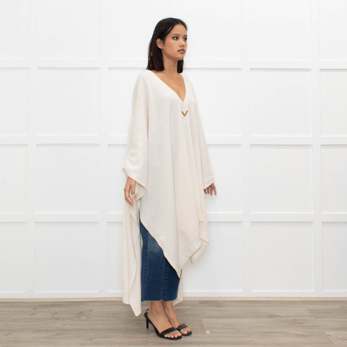 Valentino Cream Deep V Neck Cape