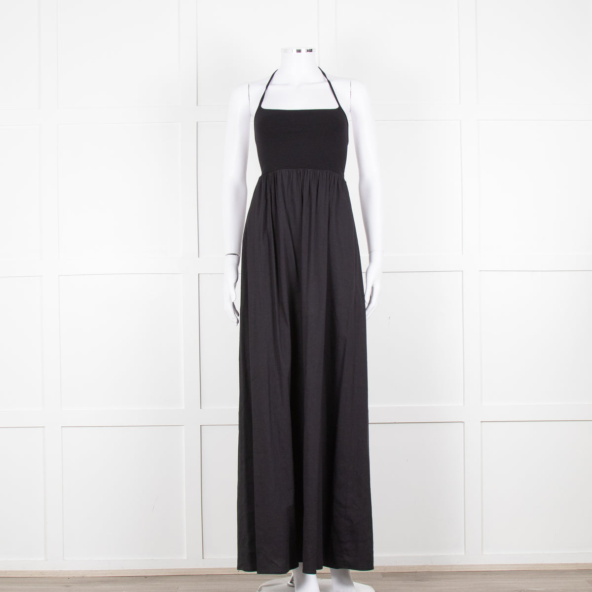 Theory Black Halter Neck Maxi Dress