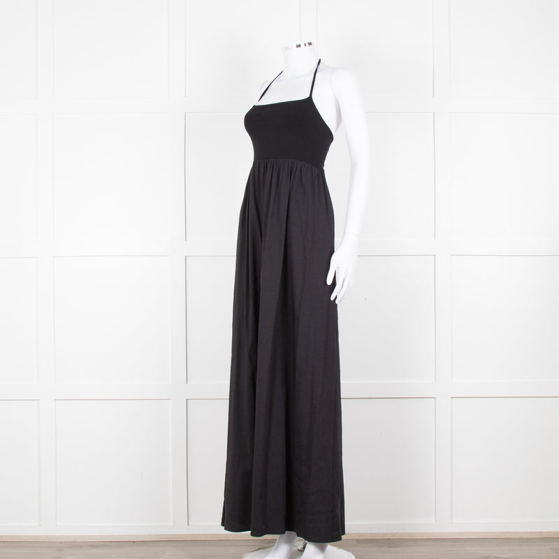 Theory Black Halter Neck Maxi Dress
