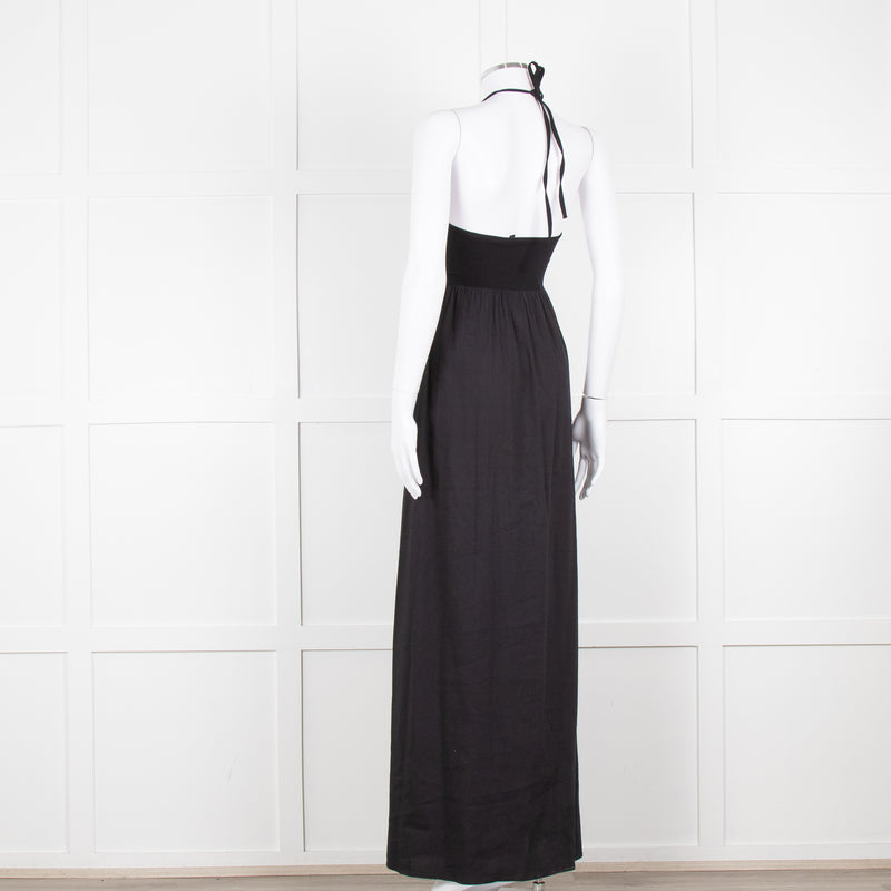 Theory Black Halter Neck Maxi Dress
