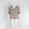 Veronica Beard Green & Pink Patterned Silk Blouse