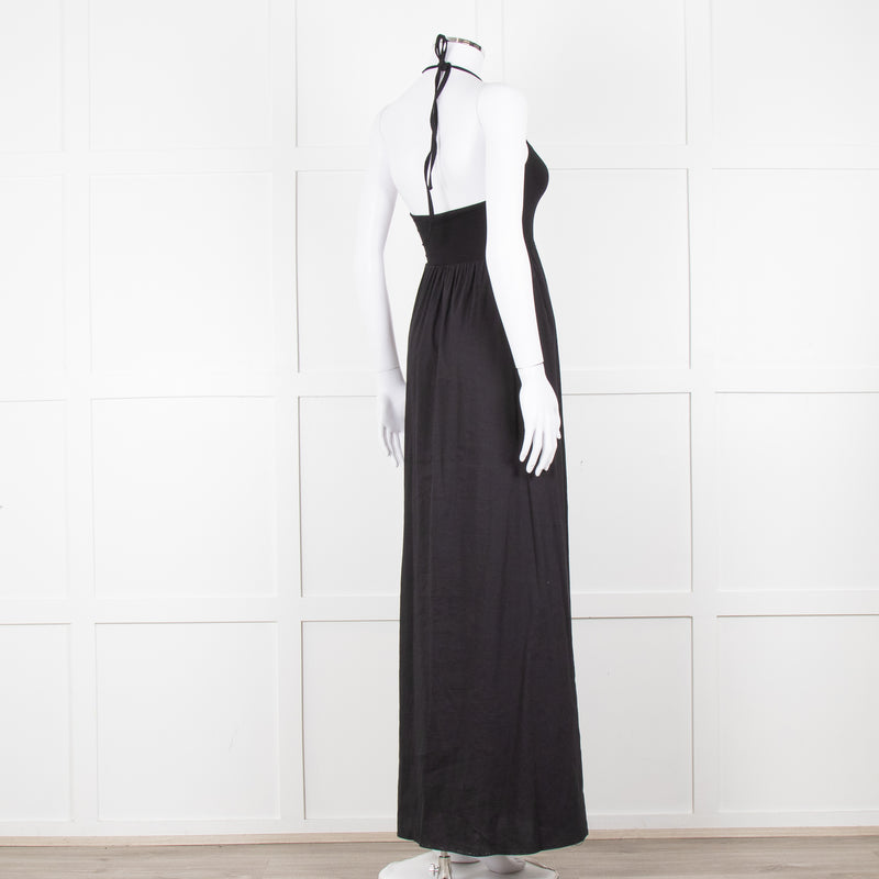 Theory Black Halter Neck Maxi Dress