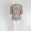 Veronica Beard Green & Pink Patterned Silk Blouse