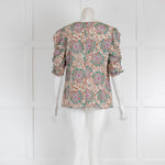 Veronica Beard Green & Pink Patterned Silk Blouse