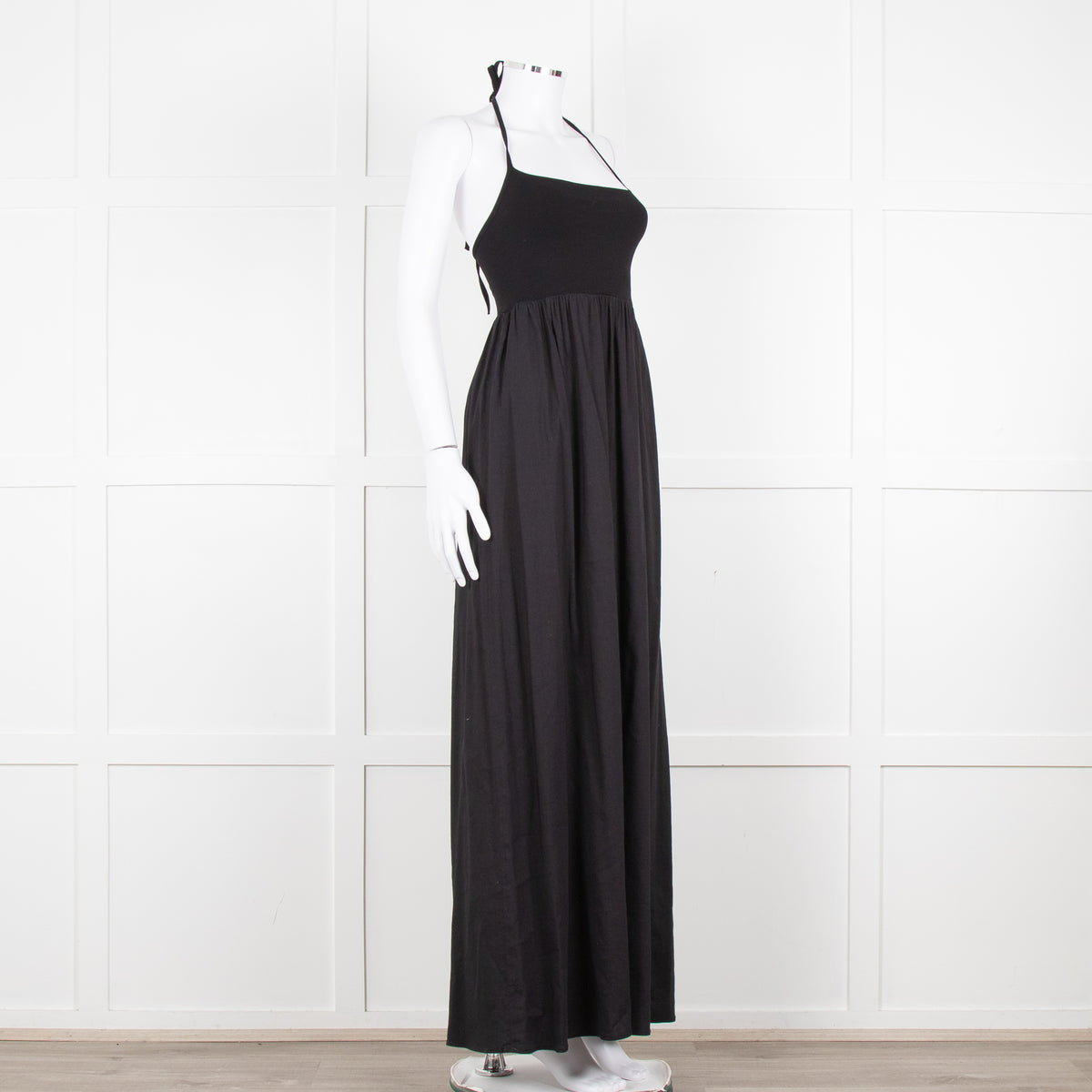 Theory Black Halter Neck Maxi Dress