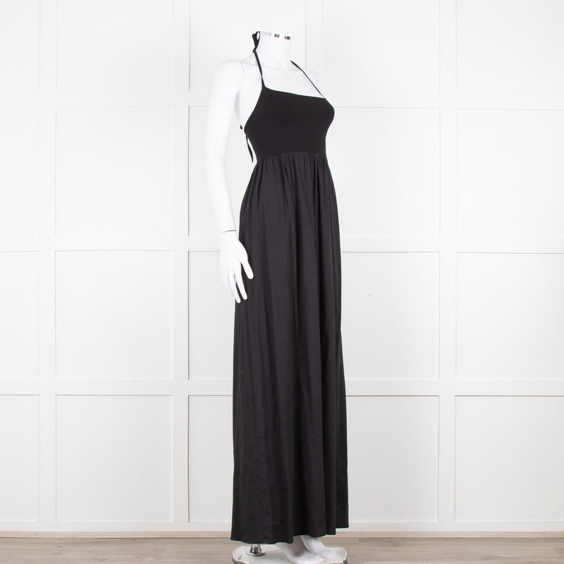 Theory Black Halter Neck Maxi Dress