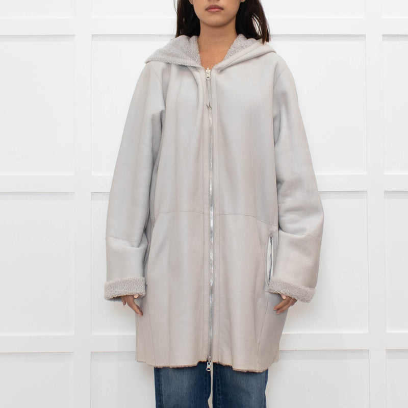 UTZON Josephina Pale Grey Shearling Coat
