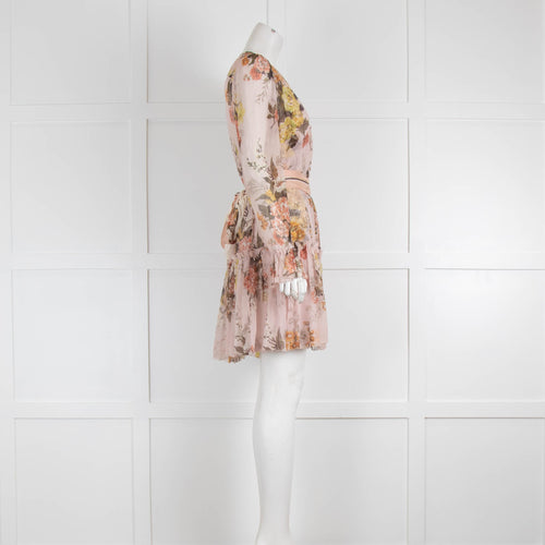 Zimmerman Pink Floral Sheer Button Front Dress