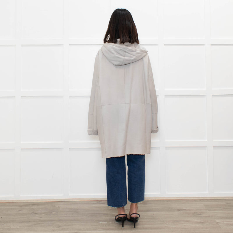 UTZON Josephina Pale Grey Shearling Coat