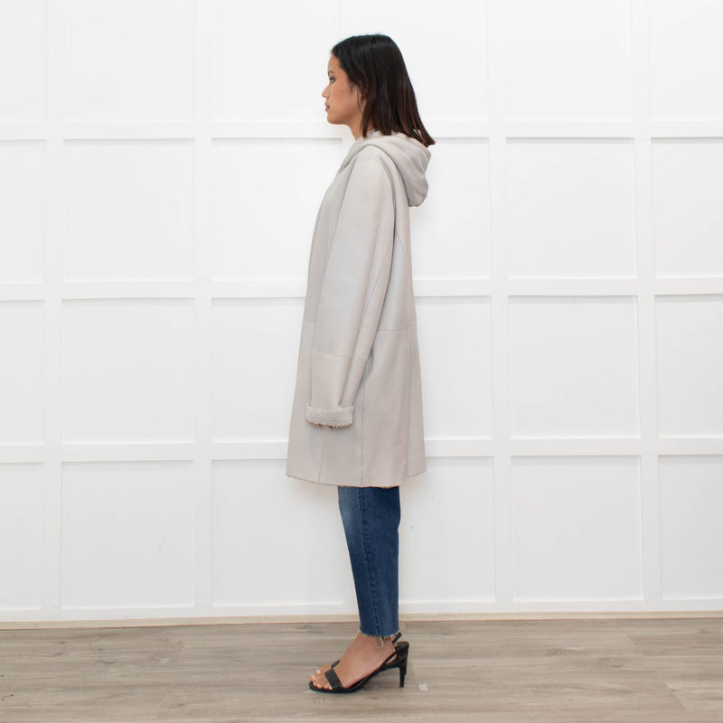 UTZON Josephina Pale Grey Shearling Coat