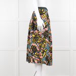 Weekend Max Mara Teal peach Yellow Floral Silk Blend Skirt