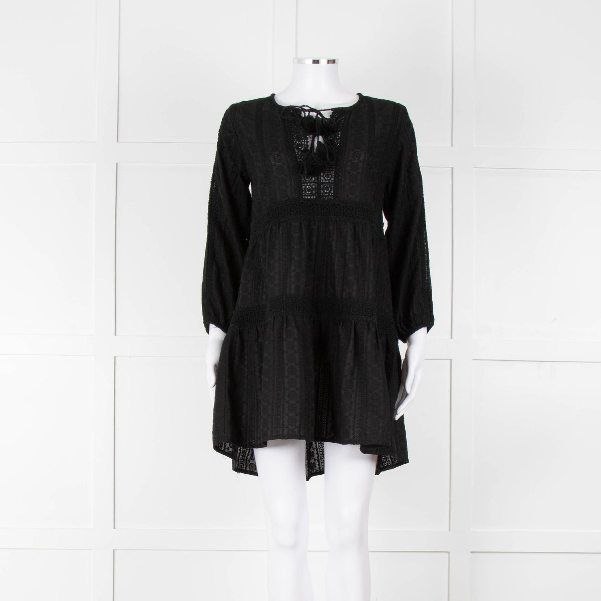 Melissa Odabash Black Short Tiered Beach Dress