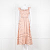 Sandro Peach Black Bandana Cotton Lace Up Back Sleeveless Midi Dress