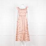 Sandro Peach Black Bandana Cotton Lace Up Back Sleeveless Midi Dress