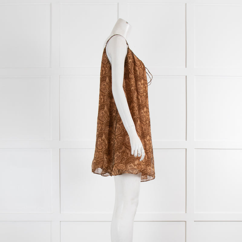 Camila Coelho Brown Paisley Print Sleeveless Tunic Top