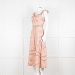 Sandro Peach Black Bandana Cotton Lace Up Back Sleeveless Midi Dress
