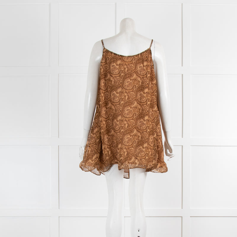 Camila Coelho Brown Paisley Print Sleeveless Tunic Top