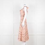 Sandro Peach Black Bandana Cotton Lace Up Back Sleeveless Midi Dress