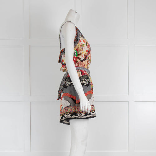 Camilla Red Patterned Silk Play Suit