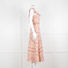 Sandro Peach Black Bandana Cotton Lace Up Back Sleeveless Midi Dress