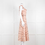 Sandro Peach Black Bandana Cotton Lace Up Back Sleeveless Midi Dress