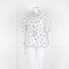 Day Birger Et Mikkelsen White Blue Floral Tie Neck Cotton Top