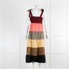 Iris Green Peach Burgundy Block Colour Cotton Sleeveless Maxi Dress