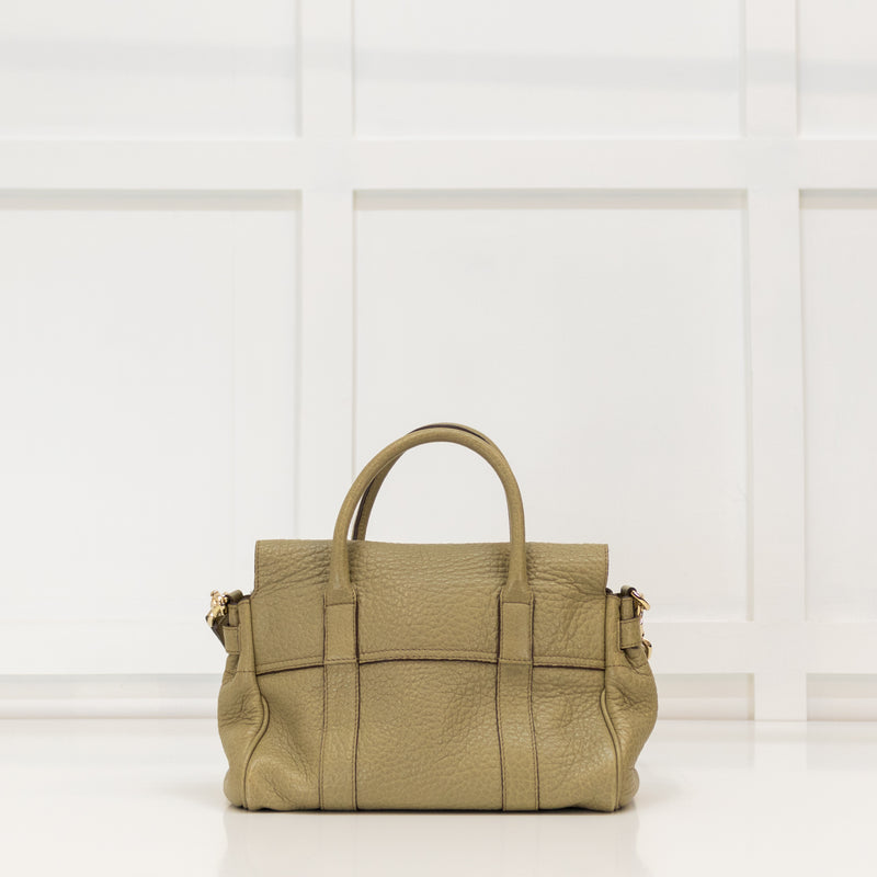 Mulberry Mini Bayswater In Khaki Pebbled Leather
